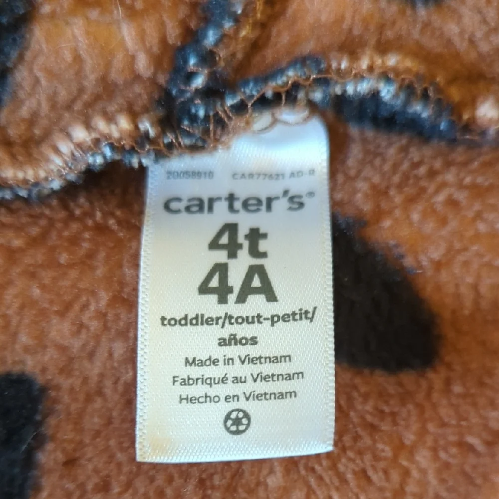 Carter's Brown Fleece Hoodie with Black Heart Print